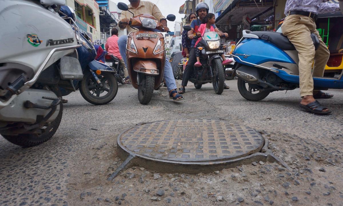 Protruding manhole covers pose safety risk in Puducherry The Hindu